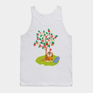 Funny Cat and apple Tank Top